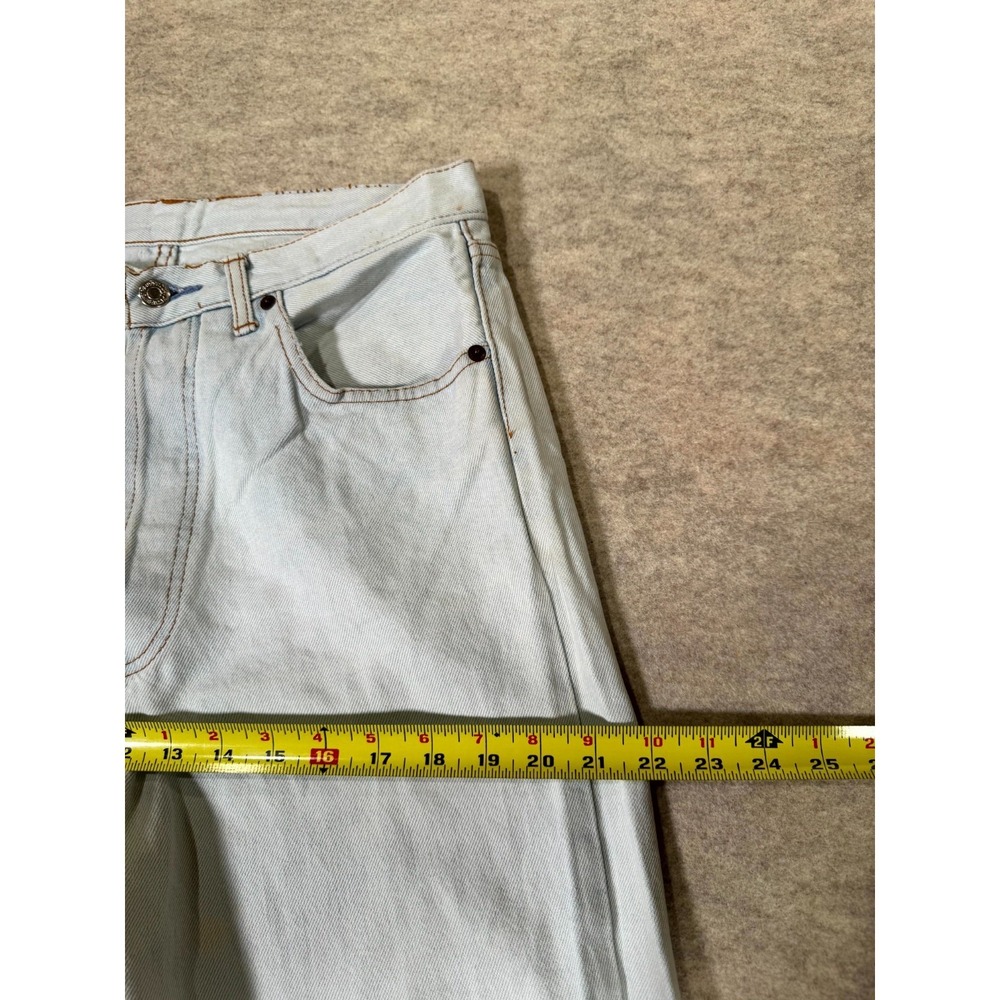 Levis 501 Jeans Mens 30x31 Blue Denim Logo Mid Rise Straight Leg Button Fly - Picture 12 of 16
